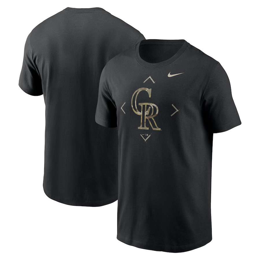 Men 2025 MLB Colorado Rockies Nike Black T-shirt